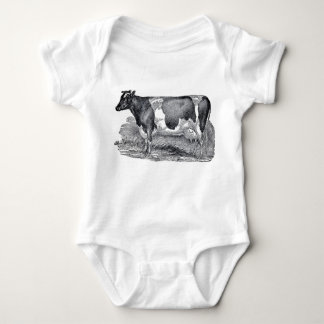 T-shirts Bodysuit do bebê da vaca da casa da quinta do