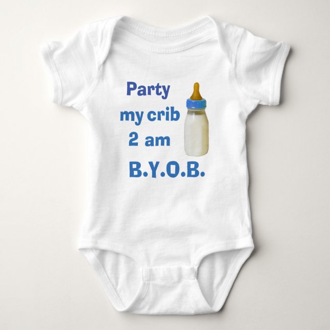 T-shirts Bodysuit do bebê - Party minha ucha 2 am - BYOB (Frente)