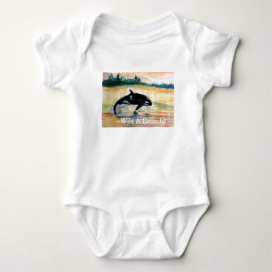 T-shirts Bodysuit do jérsei do bebê da baleia da orca,