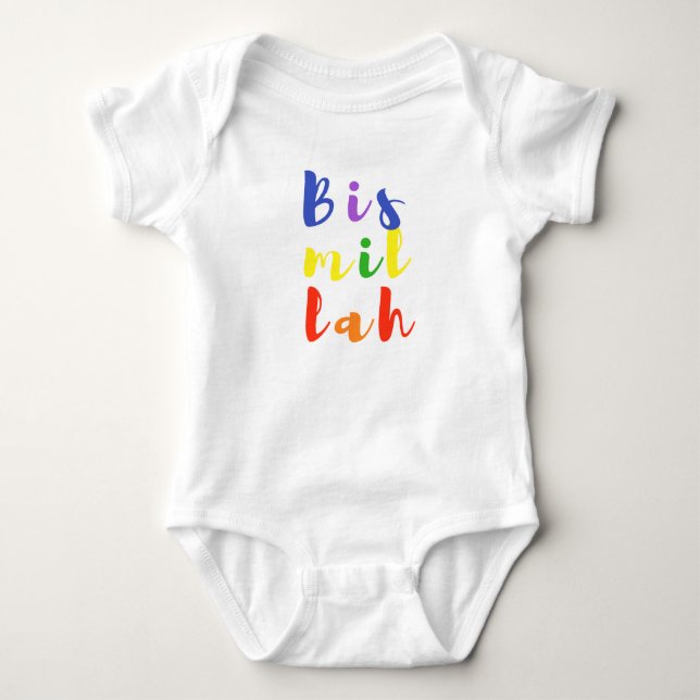 T-shirts Bodysuit do jérsei do bebê de Bismillah (Frente)