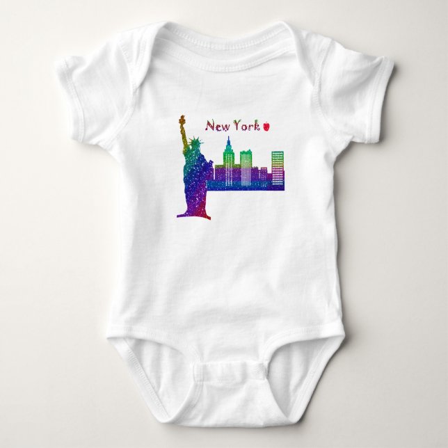 T-shirts Bodysuit do jérsei do bebê de New York (Frente)