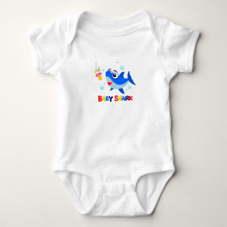 T-shirts Bodysuit do jérsei do bebê do tubarão do bebê