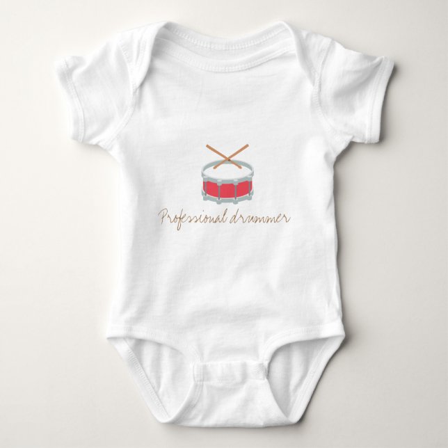 T-shirts Bodysuit engraçado do bebê - baterista (Frente)