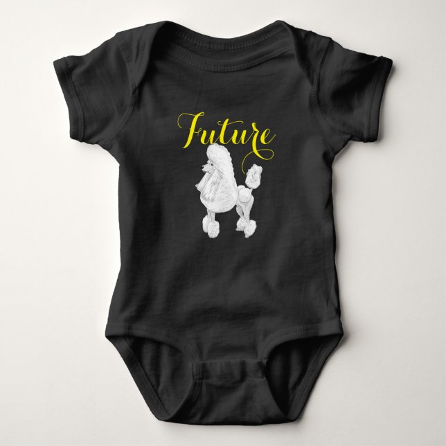 T-shirts Bodysuit futuro do bebê da caniche (Frente)