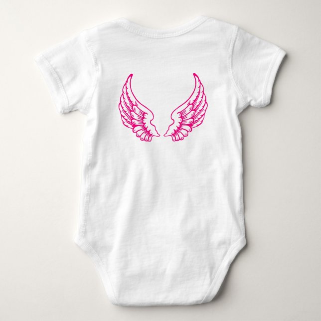 T-shirts Bodysuit Rosa Asas de Anjo para Bebê (Verso)