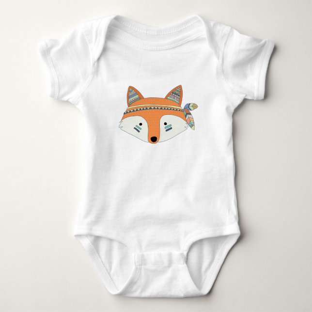 T-shirts Bodysuit tribal do bebê do Fox de Boho (Frente)