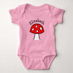 T-shirts Bodysuit vermelho do bebê do cogumelo