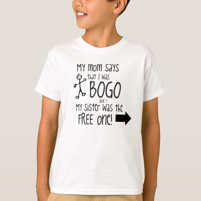 T-shirts BOGO caçoa a irmã/menino (Frente)