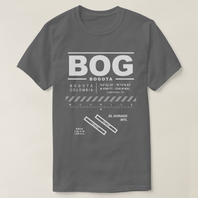 T-shirts Bogota El Dorado Aeroporto Internacional BOG T-Shi (Frente do Design)