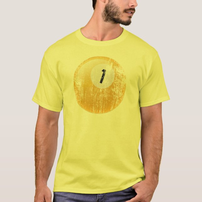 T-SHIRTS BOLA DE BILHAR DO NÚMERO UM - ENVELHECIDA E (Frente)