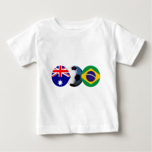 T-shirts Bola de Futebol Austrália e Brasil Bandeira do MU