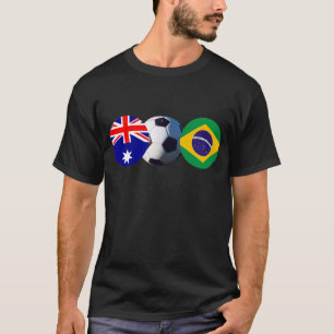 T-shirts Bola de Futebol Austrália e Brasil Bandeira do MU