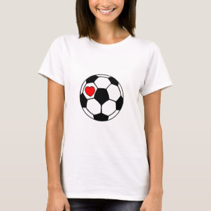 T-shirts Bola de Futebol (Coração Vermelho)