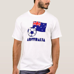 T-shirts Bola de Futebol da Austrália Azul e Bandeira 