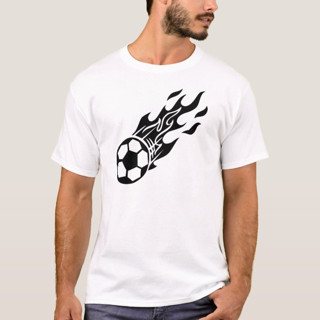 T-shirts Bola de futebol da chama (Frente)