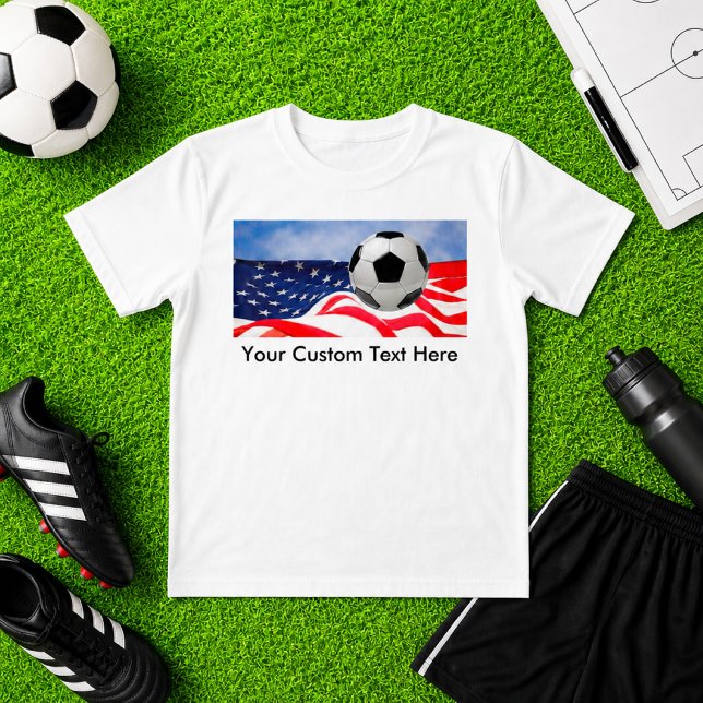 T-shirts Bola de Futebol Infantil com Bandeira dos EUA Pers (Criador carregado)