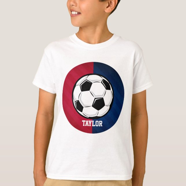 T-shirts Bola de futebol; Vermelho, Branco e Azul (Frente)