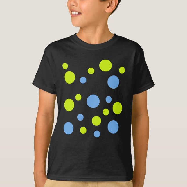 T-shirts Bolhas Felizes Funky Amarelo Azul (Frente)