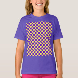 T-shirts Bolinhas Amarelas com Estilhaço de Fundo Roxo