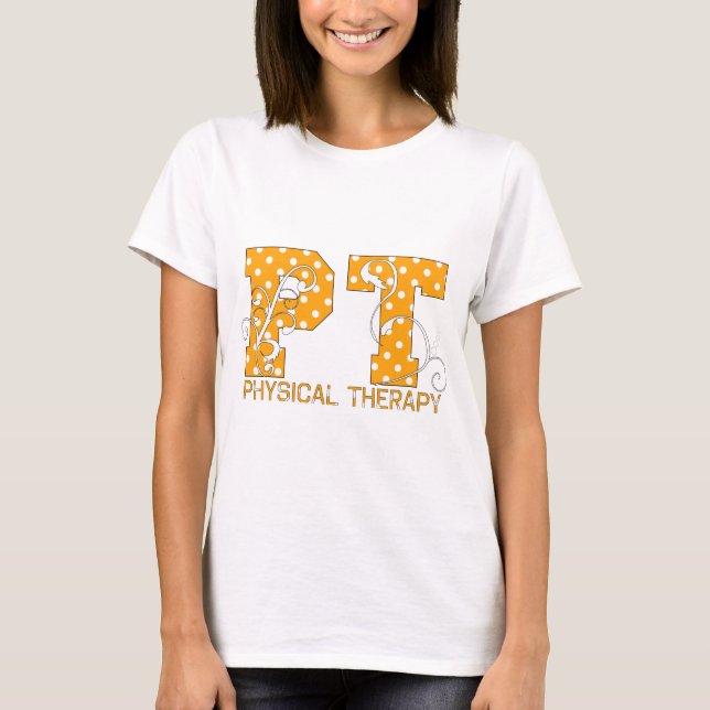 T-shirts bolinhas brancas alaranjadas da pinta (Frente)