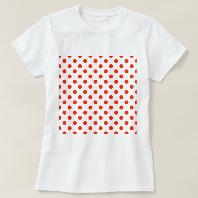 T-shirts Bolinhas grandes - vermelho brilhante no branco (Frente do Design)