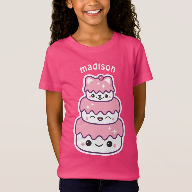 T-shirts Bolo bonito do gato do gatinho (Frente)