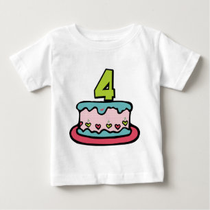T-shirts Bolo de aniversário da criança de 4 anos