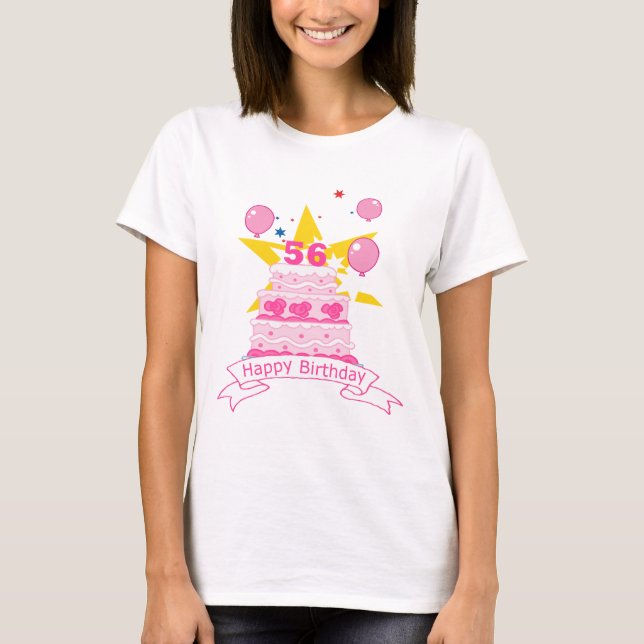 T-shirts Bolo de aniversário de 56 anos (Frente)