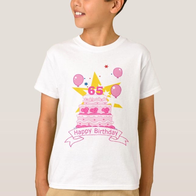 T-shirts Bolo de aniversário de 65 anos (Frente)
