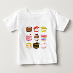 T-shirts Bolo de aniversário de bolo bonito com creme colo