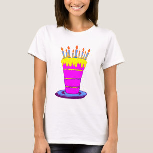T-shirts Bolo-de-Aniversário Rosa Gigante
