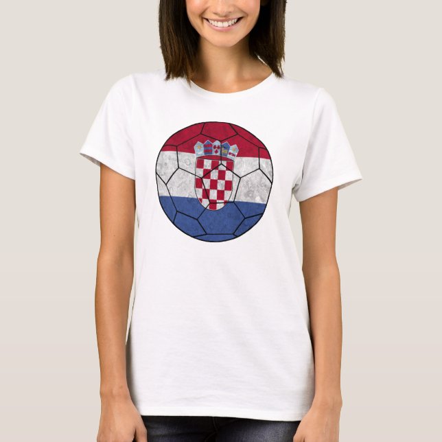 T-shirts Boneca das senhoras da bola de futebol de Croatia (Frente)