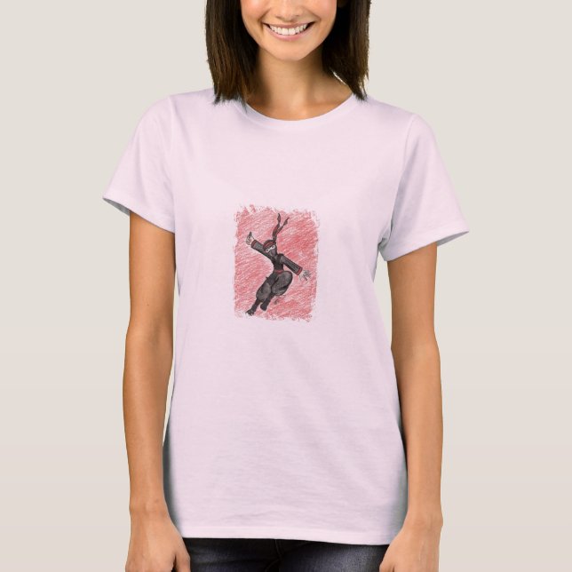 T-shirts Boneca das senhoras de Ninja do vôo (cabida) (Frente)