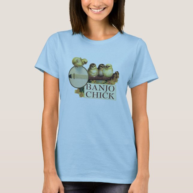 T-shirts Boneca das senhoras do pintinho do banjo (cabida) (Frente)