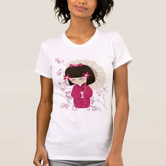 T-shirts Boneca de Sakura Kokeshi (Frente)