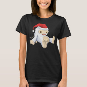 T-shirts Boneca Yeti Natal Vestindo um Chapéu Santa