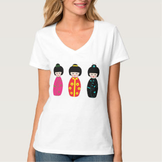 T-shirts Bonecas tradicionais da gueixa de Kokeshi do