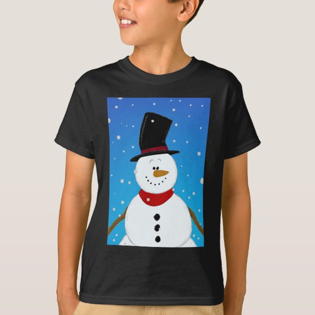 T-shirts Boneco de neve - azul (Frente)