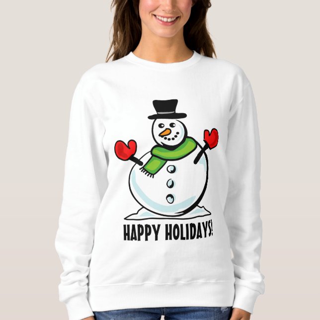 T-shirts Boneco de neve fofo Feliz Natal branco (Frente)