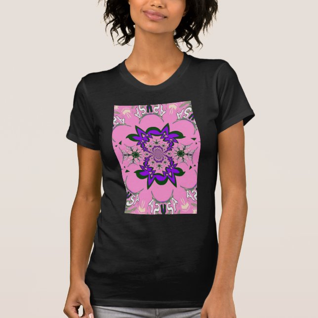T-shirts Bonita Bebê Rosa Floral Roxo-Forte Arte-Motif (Frente)