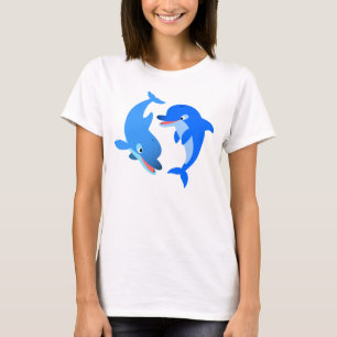 T-shirts Bonita Brincadeira Golfinhos Mulheres Camisa-T