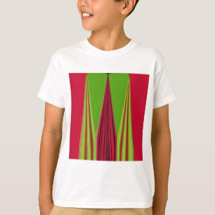 T-shirts Bonita design de arte fractal verde-amarela vermel
