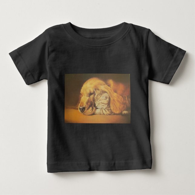 T-shirts Bonita Impressão de Arte de Cachorro e Gato Incrív (Frente)