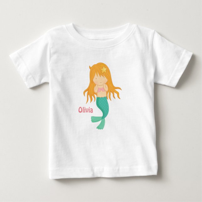 T-shirts Bonita Sereia Para Meninas (Frente)