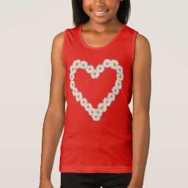 T-shirts Bonito cadeia de margarida branca em forma de cora