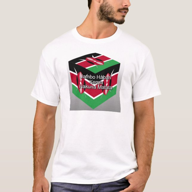 T-shirts Bonito e adorável cubo de bandeira queniano com sa (Frente)