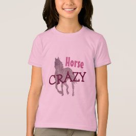 T-shirts Bonito LOUCO do cavalo para o ROSA equestre das