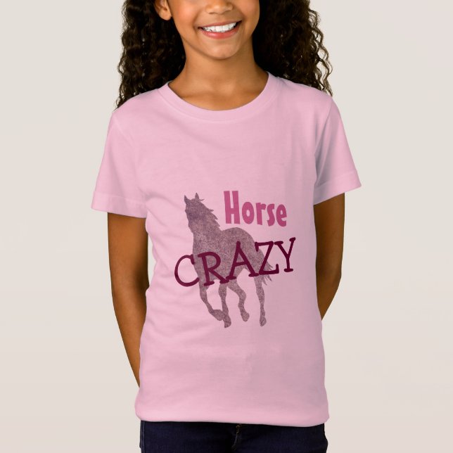 T-shirts Bonito LOUCO do cavalo para o ROSA equestre das (Frente)