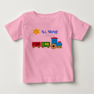 T-SHIRTS BONITO "TUDO A BORDO" DO T INFANTIL DO TREM