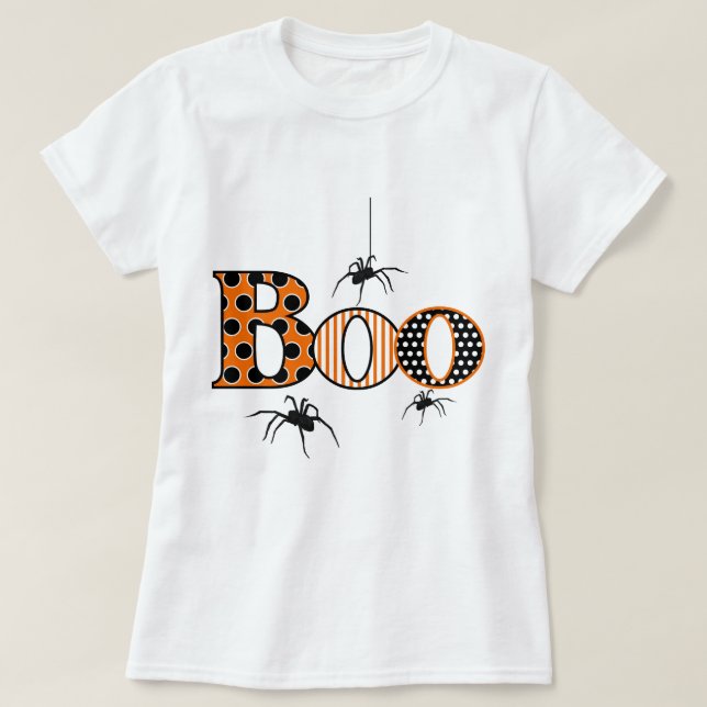 T-shirts BOO com o Halloween das Aranhas (Frente do Design)